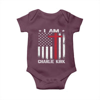 I Am Charlie Kirk Baby Onesie Christian Cross Faith American Falg - Wonder Print Shop