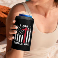 I Am Charlie Kirk 4 in 1 Can Cooler Tumbler Christian Cross Faith American Falg - Wonder Print Shop