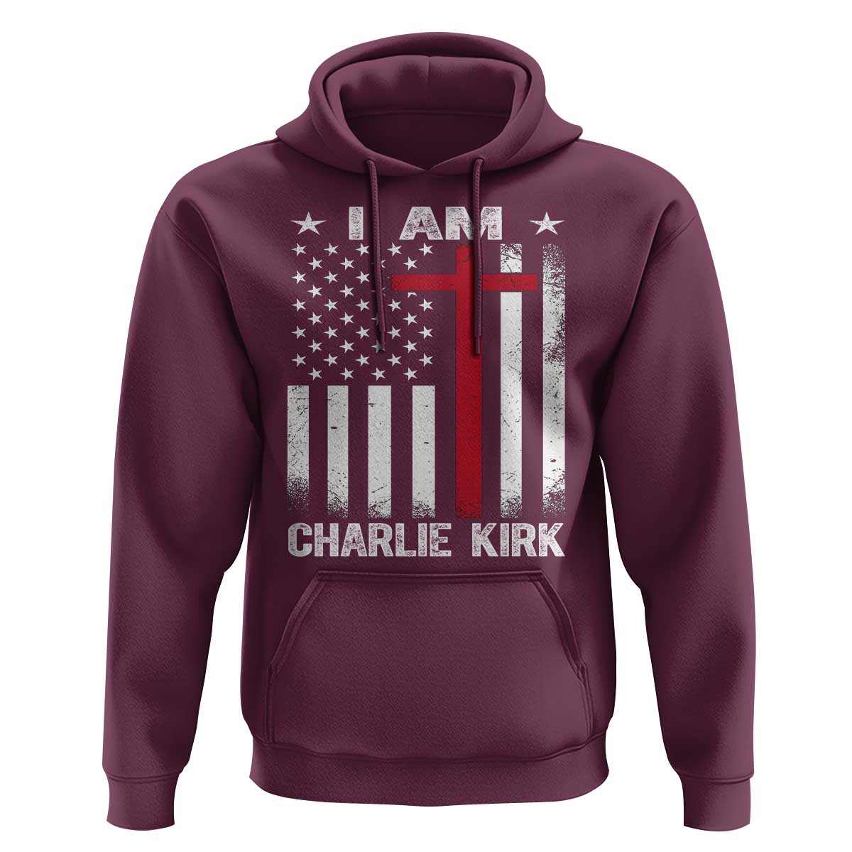 I Am Charlie Kirk Hoodie Christian Cross Faith American Falg - Wonder Print Shop