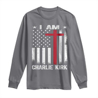 I Am Charlie Kirk Long Sleeve Shirt Christian Cross Faith American Falg - Wonder Print Shop