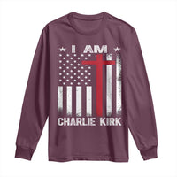 I Am Charlie Kirk Long Sleeve Shirt Christian Cross Faith American Falg - Wonder Print Shop