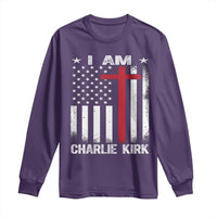I Am Charlie Kirk Long Sleeve Shirt Christian Cross Faith American Falg - Wonder Print Shop
