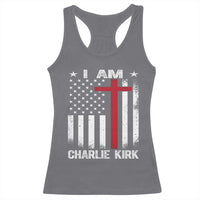 I Am Charlie Kirk Racerback Tank Top Christian Cross Faith American Falg - Wonder Print Shop