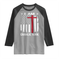 I Am Charlie Kirk Raglan Shirt Christian Cross Faith American Falg - Wonder Print Shop