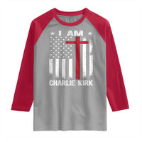 I Am Charlie Kirk Raglan Shirt Christian Cross Faith American Falg - Wonder Print Shop