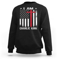 I Am Charlie Kirk Sweatshirt Christian Cross Faith American Falg - Wonder Print Shop