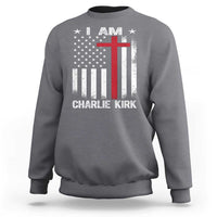 I Am Charlie Kirk Sweatshirt Christian Cross Faith American Falg - Wonder Print Shop