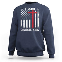I Am Charlie Kirk Sweatshirt Christian Cross Faith American Falg - Wonder Print Shop