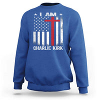 I Am Charlie Kirk Sweatshirt Christian Cross Faith American Falg - Wonder Print Shop