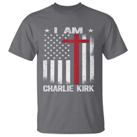 I Am Charlie Kirk T Shirt Christian Cross Faith American Falg - Wonder Print Shop