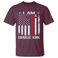 I Am Charlie Kirk T Shirt Christian Cross Faith American Falg - Wonder Print Shop