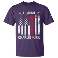 I Am Charlie Kirk T Shirt Christian Cross Faith American Falg - Wonder Print Shop