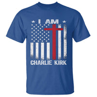 I Am Charlie Kirk T Shirt Christian Cross Faith American Falg - Wonder Print Shop