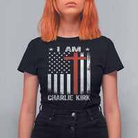 I Am Charlie Kirk T Shirt For Women Christian Cross Faith American Falg - Wonder Print Shop