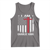 I Am Charlie Kirk Tank Top Christian Cross Faith American Flag - Wonder Print Shop