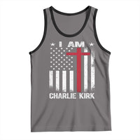 I Am Charlie Kirk Tank Top Christian Cross Faith American Flag - Wonder Print Shop