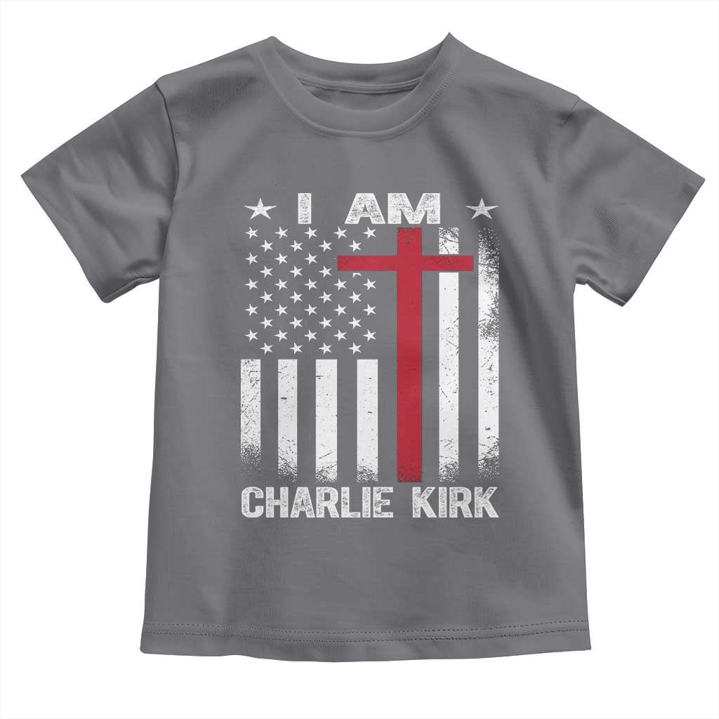 I Am Charlie Kirk Toddler T Shirt Christian Cross Faith American Falg - Wonder Print Shop