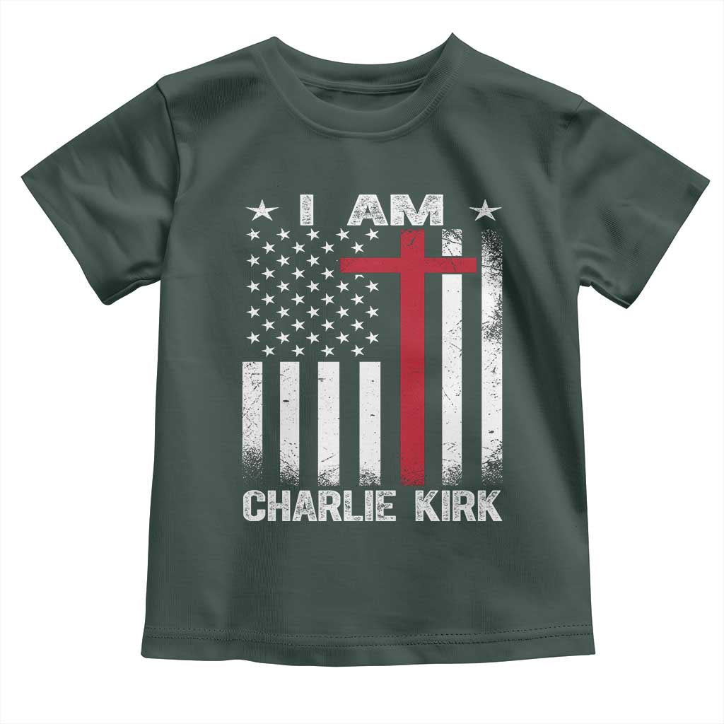 I Am Charlie Kirk Toddler T Shirt Christian Cross Faith American Falg - Wonder Print Shop
