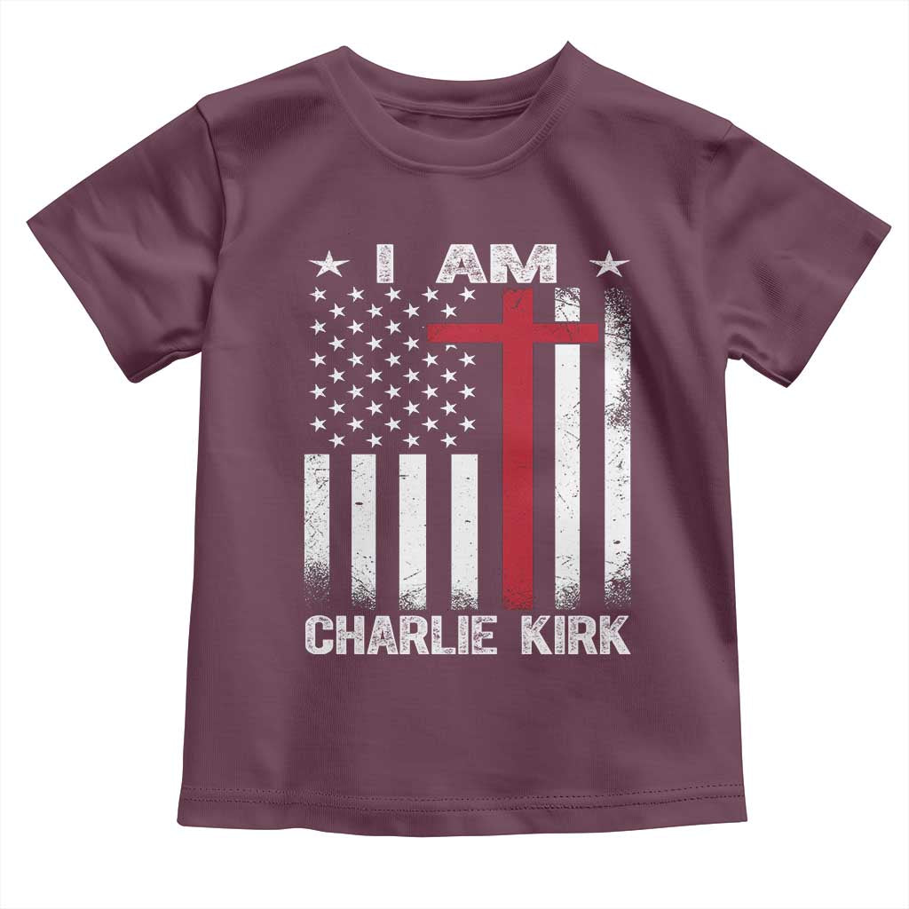 I Am Charlie Kirk Toddler T Shirt Christian Cross Faith American Falg - Wonder Print Shop
