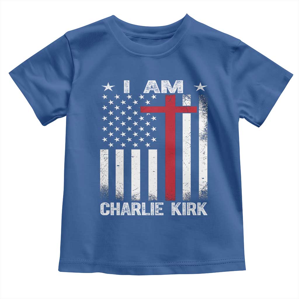 I Am Charlie Kirk Toddler T Shirt Christian Cross Faith American Falg - Wonder Print Shop