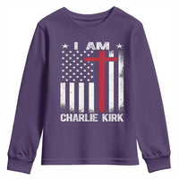 I Am Charlie Kirk Youth Sweatshirt Christian Cross Faith American Falg - Wonder Print Shop