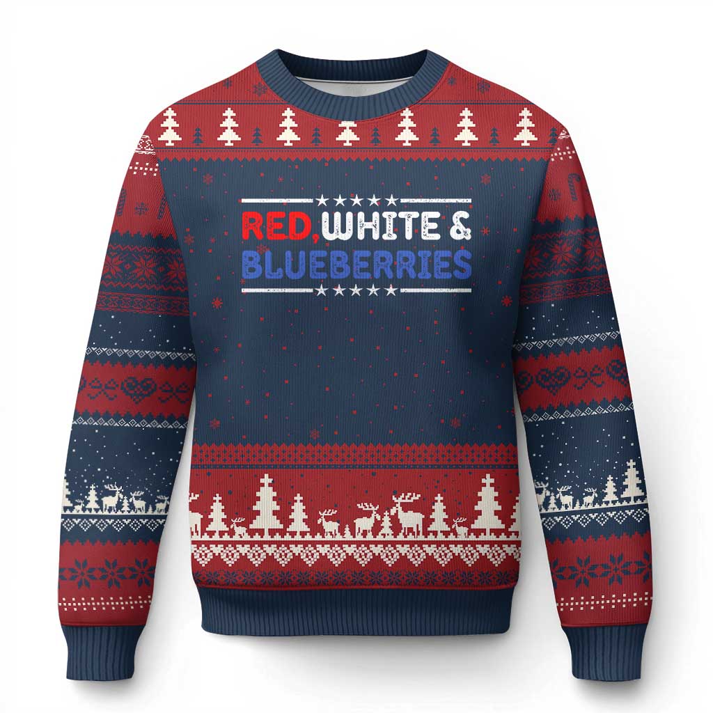 Red White and Blueberries Ugly Christmas Sweater Patriotic Tribute Memorial - Wonder Print Shop