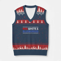 Red White and Blueberries V-Neck Knit Sweater Vest Patriotic Tribute Memorial - Wonder Print Shop