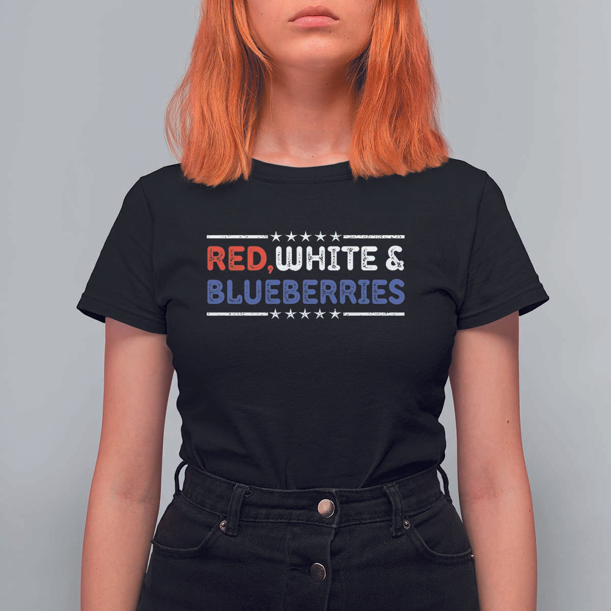 Red White and Blueberries T Shirt For Women Patriotic Tribute Memorial - Wonder Print Shop