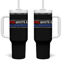 Red White and Blueberries Tumbler With Handle Patriotic Tribute Memorial - Wonder Print Shop