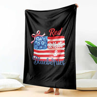 Red White and Blueberries Throw Blanket Patriotic Vintage American Flag Coquette Bow - Wonder Print Shop