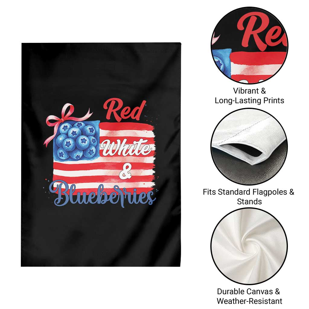 Red White and Blueberries Garden Flag Patriotic Vintage American Flag Coquette Bow - Wonder Print Shop