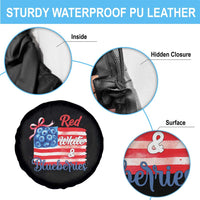 Red White and Blueberries Spare Tire Cover Patriotic Vintage American Flag Coquette Bow - Wonder Print Shop