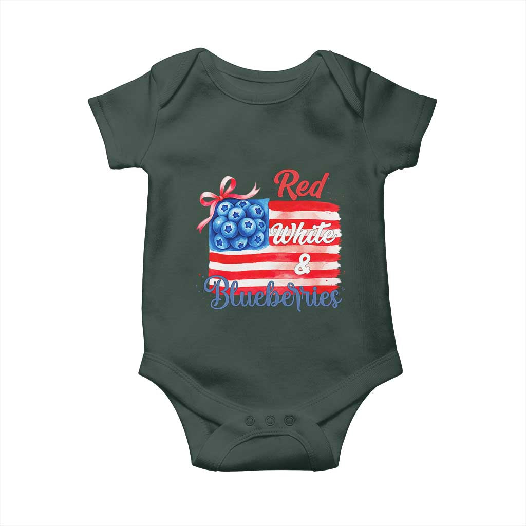 Red White and Blueberries Baby Onesie Patriotic Vintage American Flag Coquette Bow - Wonder Print Shop