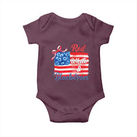 Red White and Blueberries Baby Onesie Patriotic Vintage American Flag Coquette Bow - Wonder Print Shop