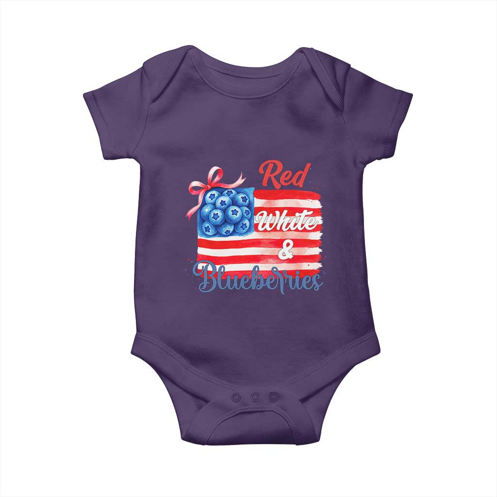 Red White and Blueberries Baby Onesie Patriotic Vintage American Flag Coquette Bow - Wonder Print Shop