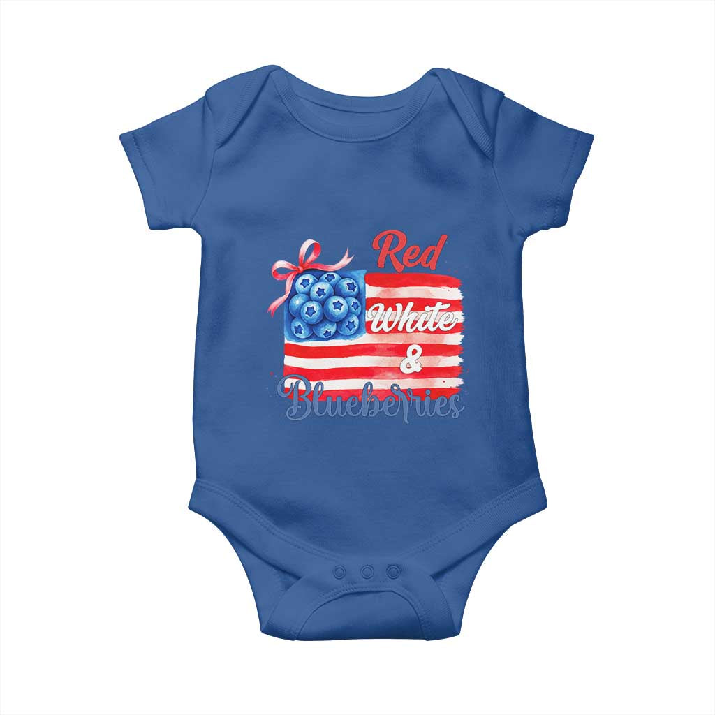 Red White and Blueberries Baby Onesie Patriotic Vintage American Flag Coquette Bow - Wonder Print Shop