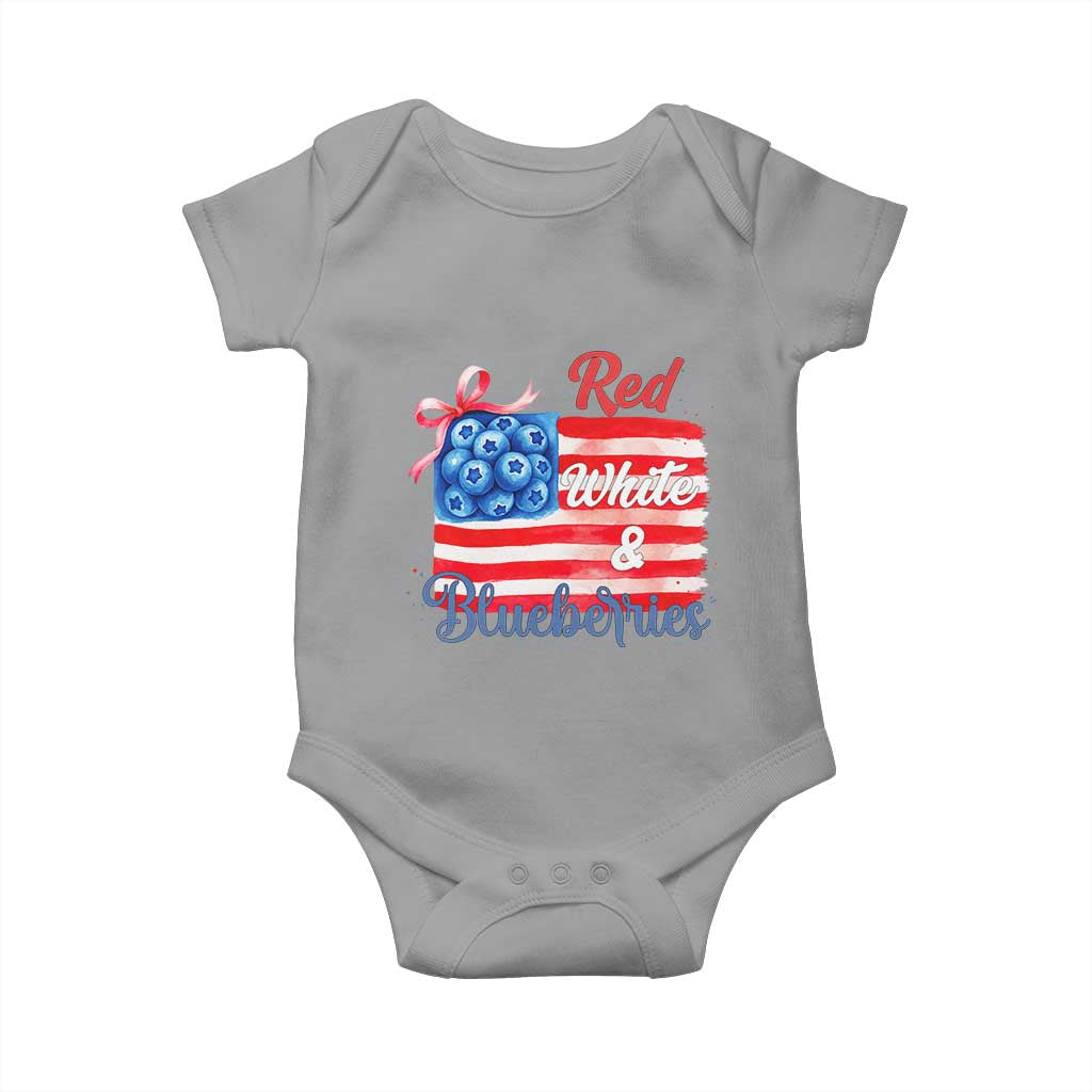 Red White and Blueberries Baby Onesie Patriotic Vintage American Flag Coquette Bow - Wonder Print Shop