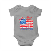 Red White and Blueberries Baby Onesie Patriotic Vintage American Flag Coquette Bow - Wonder Print Shop