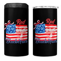 Red White and Blueberries 4 in 1 Can Cooler Tumbler Patriotic Vintage American Flag Coquette Bow - Wonder Print Shop