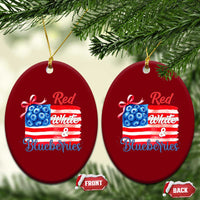 Red White and Blueberries Ceramic Ornament Patriotic Vintage American Flag Coquette Bow - Wonder Print Shop