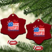 Red White and Blueberries Ceramic Ornament Patriotic Vintage American Flag Coquette Bow - Wonder Print Shop