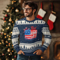 Red White and Blueberries Ugly Christmas Sweater Patriotic Vintage American Flag Coquette Bow - Wonder Print Shop