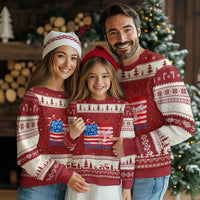 Red White and Blueberries Ugly Christmas Sweater Patriotic Vintage American Flag Coquette Bow - Wonder Print Shop