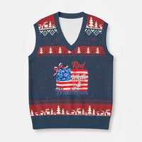 Red White and Blueberries V-Neck Knit Sweater Vest Patriotic Vintage American Flag Coquette Bow - Wonder Print Shop