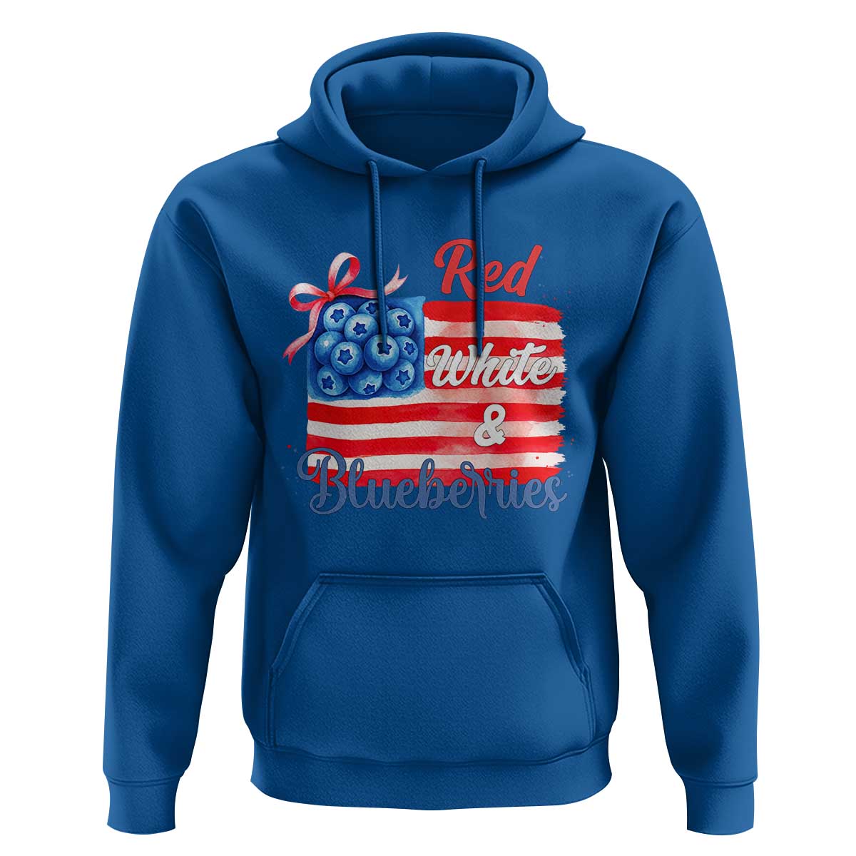Red White and Blueberries Hoodie Patriotic Vintage American Flag Coquette Bow - Wonder Print Shop