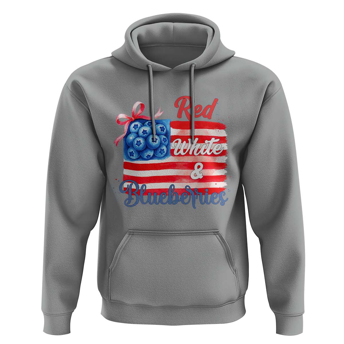 Red White and Blueberries Hoodie Patriotic Vintage American Flag Coquette Bow - Wonder Print Shop