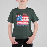 Red White and Blueberries T Shirt For Kid Patriotic Vintage American Flag Coquette Bow - Wonder Print Shop