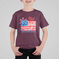 Red White and Blueberries T Shirt For Kid Patriotic Vintage American Flag Coquette Bow - Wonder Print Shop