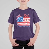 Red White and Blueberries T Shirt For Kid Patriotic Vintage American Flag Coquette Bow - Wonder Print Shop