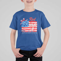 Red White and Blueberries T Shirt For Kid Patriotic Vintage American Flag Coquette Bow - Wonder Print Shop